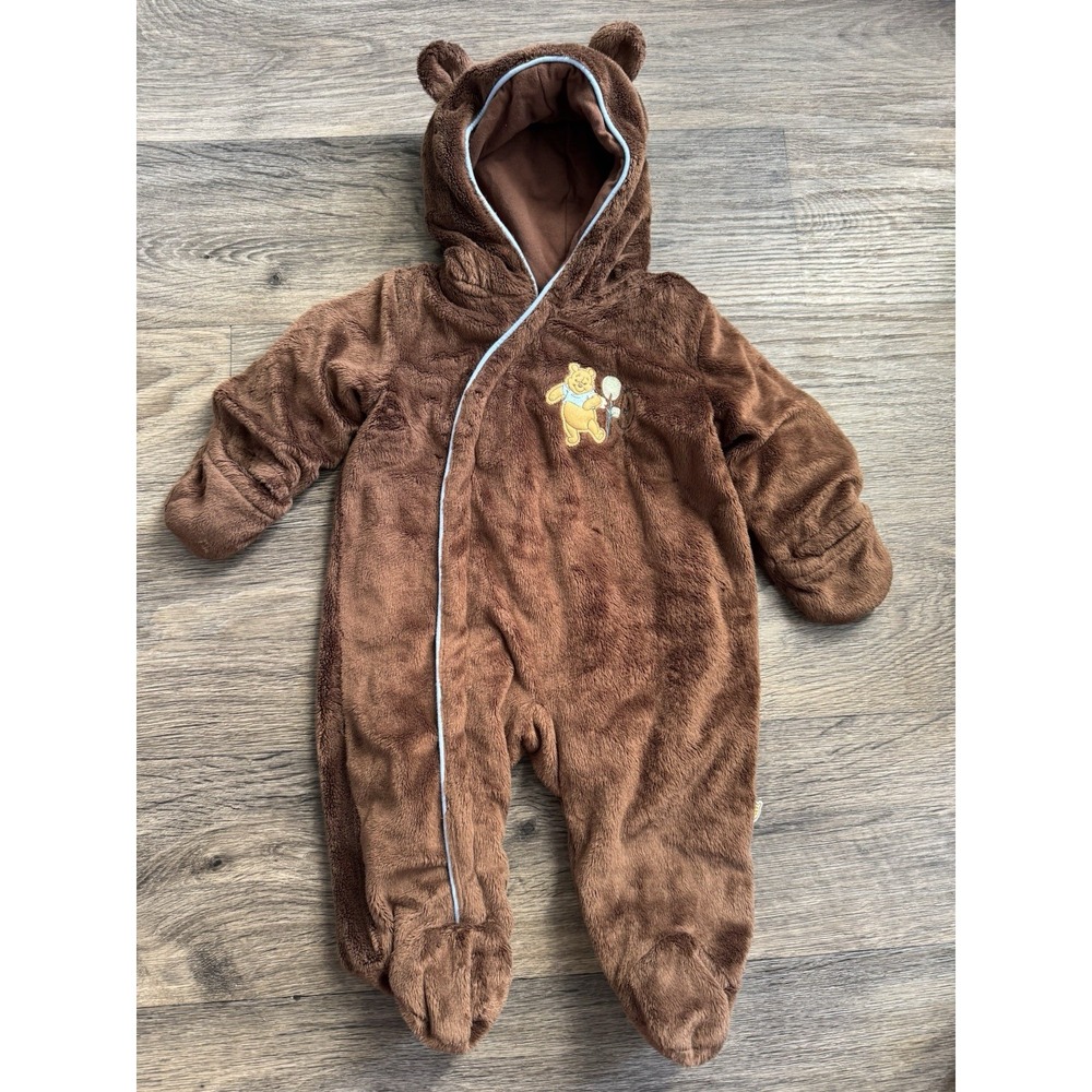 Disney Baby Winnie‎ the Pooh Infant Bunting Snowsuit Brown Bear Size 3-6 Months